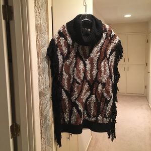 BCBG Max Azria Cowl-neck Boho Tunic Pullover